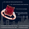 thumbnail image 2 of Gem Stone King 18K Rose Gold Plated Silver 3-Stone Ring Octagon Red Created Ruby and Moissanite (6.02 Cttw, Size 6), 2 of 5