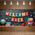 thumbnail image 6 of LUUFILx Welcome Back Banner Glitter Gold Heart Backdrop Party Supplies Decoration Event Background Photography Props School Office Reunion, 6 of 8