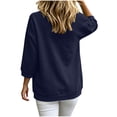 thumbnail image 5 of Stamzod 3/4 Length Sleeve Womens Tops Casual Loose Crewneck Sweatshirt Fall Fashion Dressy Work Blouse Navy L, 5 of 7