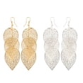 thumbnail image 2 of AYYUFE Women Hollow Leaf Shaped Drop Dangle Hook Earrings Party Jewelry Gifts Alloy Silver, 2 of 8