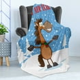 thumbnail image 4 of Happy New Year Soft Flannel Fleece Blanket, Cartoon Typography with a Smiling Horse Mascot Character Winter Season Theme, Cozy Plush for Indoor and Outdoor Use, 70" x 90", Multicolor, by Ambesonne, 4 of 5