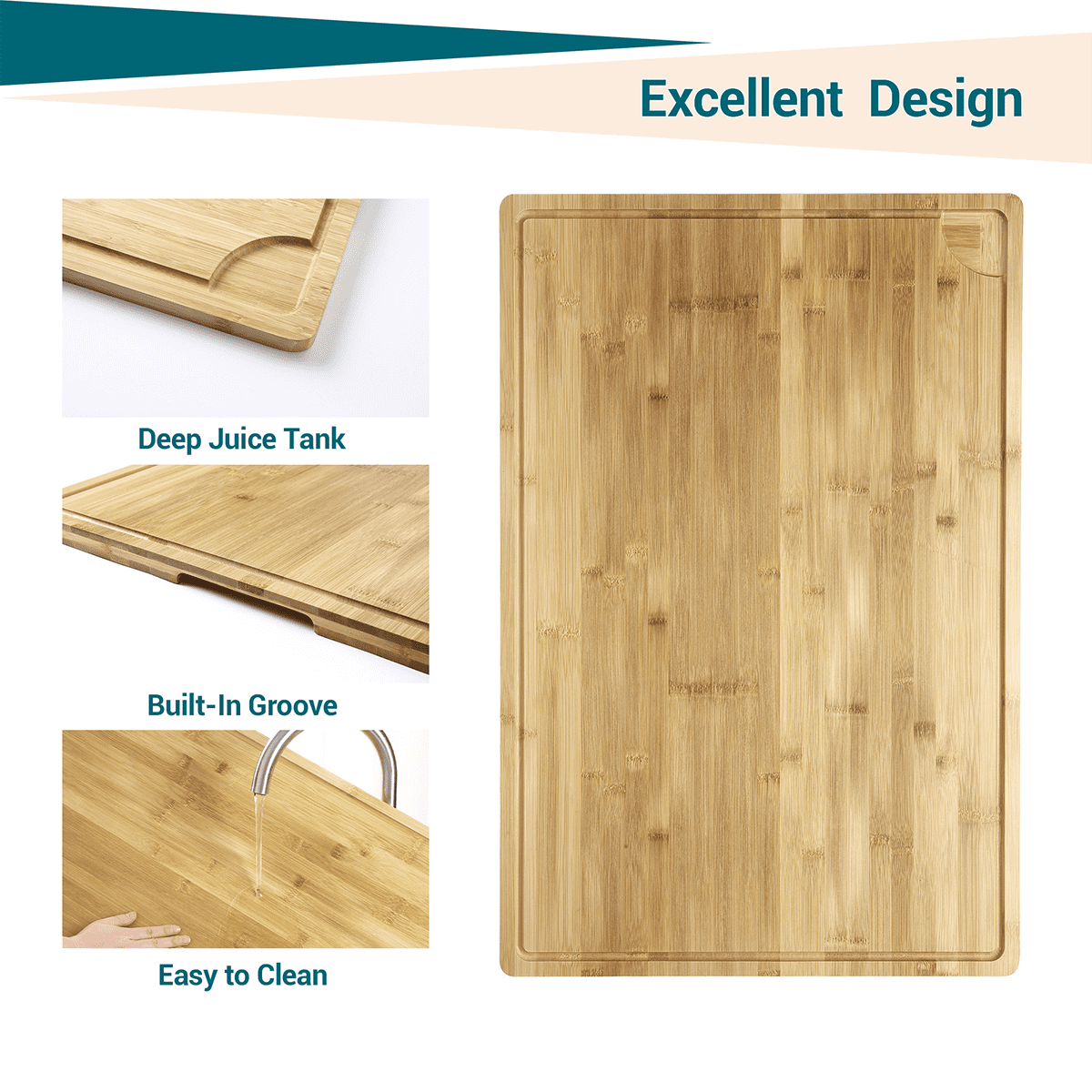 Extra Large Bamboo Cutting Board, 20x30 Inch Reversible Butcher Block with Juice Groove