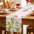 thumbnail image 5 of Easter Table Runner 60 Inches, Rabbit Sheep Eggs Butterfly Flowers Pink Grid Bed Runner Dresser Scarves Tabletop for Indoor Outdoor Parties/Ceremony/Banquet, 13" x 60", 5 of 8