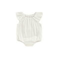 thumbnail image 2 of Baby Girls Romper, Sleeveless Off-shoulder Solid Infant Bodysuit Summer Clothes for Casual Daily, 2 of 10