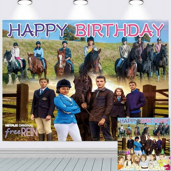Free Rein Backdrop Banner Party Supplies Poster Movie Theme Background for Photography Kids Birthday Decorations
