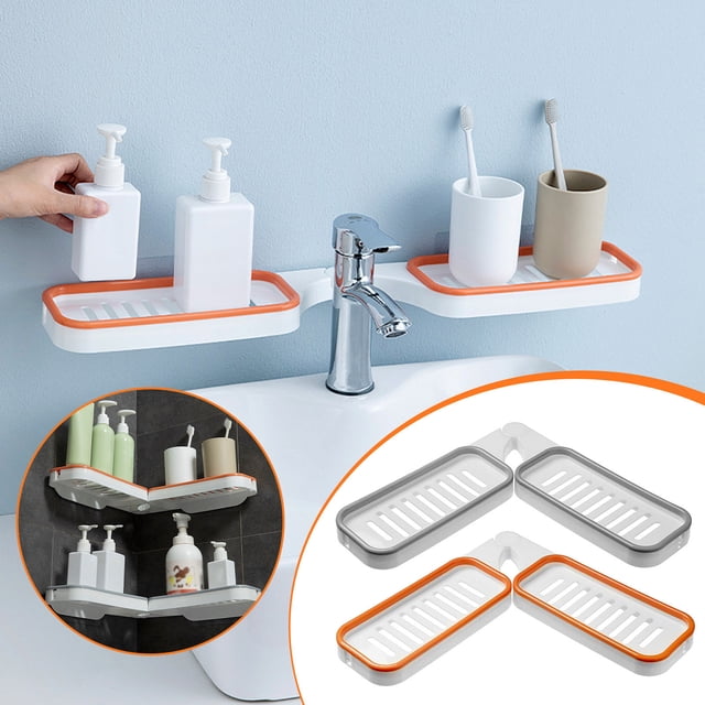 XWSHYW Utensilios y Gadgets de Cocina. Estante de Uso Esquinero para Inodoro, Estante de Almacenamiento para El Baño Plegable, Estante de Acabado Creativo para Encimera, Perforación