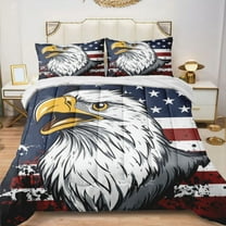 Quilted Comforter Duvet, All Season Duvet, Soft Bedding 3 Set, 1 Duvet Comforter & 2 Pillow Case, eagle, america flag background, Queen