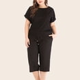 thumbnail image 3 of Ensembles Deux Pièces pour Femmes Ensembles de Vêtements d'Été pour Femmes Col Rond Manches Courtes Hauts Pantalons Ensembles Pantalons Style S_271 Survêtements pour Femmes Noir TTG, 3 of 6