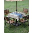 thumbnail image 4 of Outdoor Tablecloth with Umbrella Hole for Patio/Picnic/Party/Camping, Blue Grey Abstract Waterproof Table Cloth Square Cover Washable, Gradient Geometric Graffiti Modern Art (54"x 54"), 4 of 8