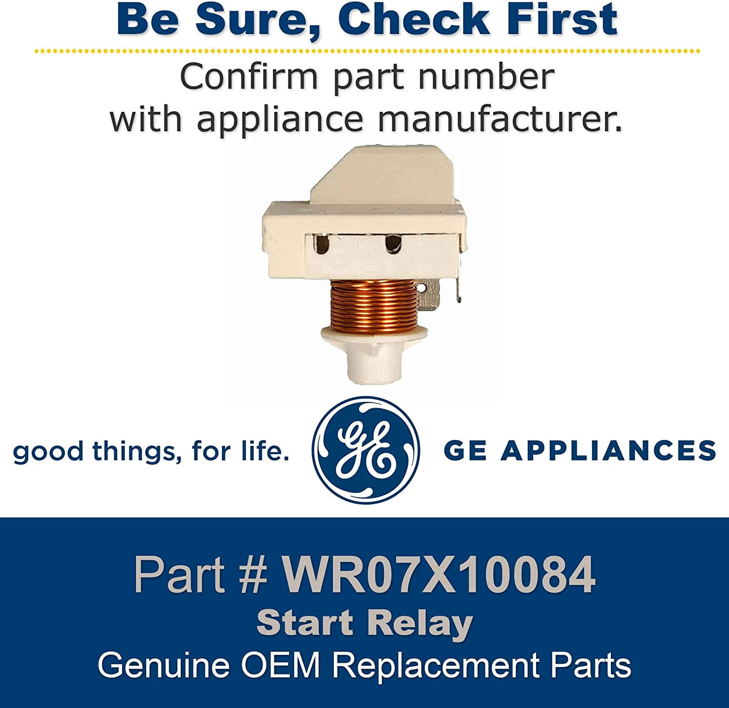 GE Refrigerator Compressor Start Relay WR07X10084