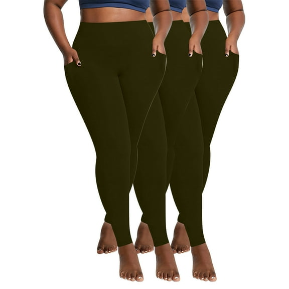 UYISJ 3 Pack Seamless Scrunch Legging for Women Tummy Control Workout Gym Fitness Sport Active Yoga Pants Stretch Solid Pants Army Green*3 5XL