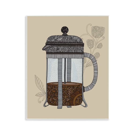 Stupell Industries French Press Coffee Food & Beverage Painting Unframed Art Print Wall Art, 11 x 14