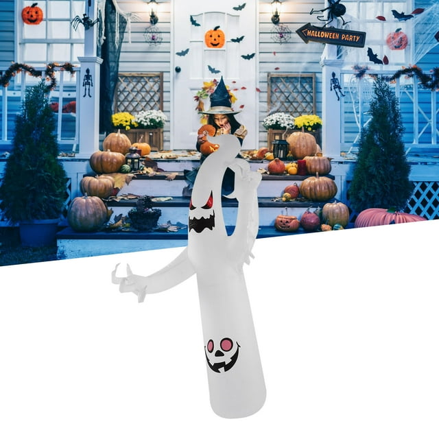 Fantasma Inflable De Halloween, Luces LED De Decoración Inflables De Halloween A Prueba De Desgarros De 2,4 M Blancas Para Exteriores