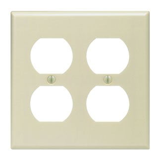 Leviton 001-86016-IV Double Gang Ivory Two Duplex Receptacle Wallplate