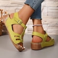 thumbnail image 5 of Rokment Womens Orthopedic Wedges Walking Gladiator Sandals Comfortable Fashion Casual Leather Platform Arch Support Orthotic Chunky Mid Heel Beach Summer Shoes Green Size 6.5, 5 of 9
