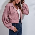 thumbnail image 6 of Idoravan Cardigans for Women Spring Ladies Fashion Solid Color Corduroy Jacket Drop Shoulder Long Sleeve Short Coat, 6 of 6