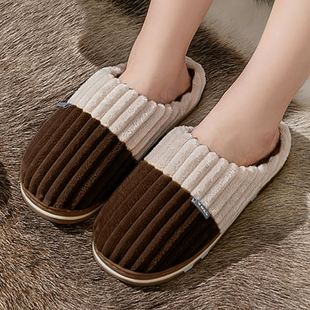 

ZXHACSJ Cat Slippers Plush Shoes For Men Platform Soft Cotton Fabric Slippers Coffee 42