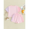 thumbnail image 4 of Bslissey Toddler Little Girls Boys Summer Outfits Contrast Color Short Sleeve T-shirt with Elastic Waist Shorts 2T 3T 4T 5T 6T Kids Casual Shorts Sets for Daily Sports, 4 of 9