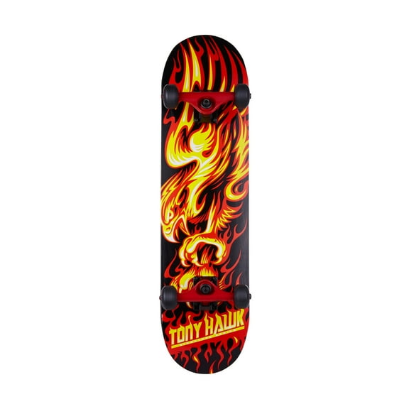 Tony Hawk Series 4 31" Pro Skateboard, Double Kickboard Skateboard with ABEC 5 Bearings, Flame Hawk