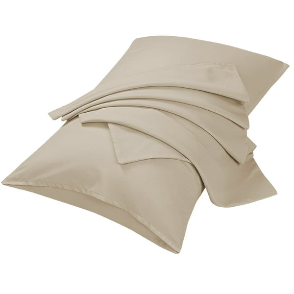 PiccoCasa 1800 Series Brushed Microfiber Pillowcases Set of 2, Khaki Travel(14"x20")