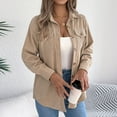 thumbnail image 4 of Women's Casual Lightweight Jacket Solid Color Lapel Pocket Button Long Sleeve Coat Outwear, 4 of 8