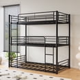 thumbnail image 5 of Triple Metal Bunk Bed Twin over Twin with Ladder, Convertible 3 Bunk Beds, Metal Bunk Bed with Stairs & Shelf, Black, 5 of 12