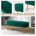 thumbnail image 3 of Velvet Upholstered Entryway Bench Bed Foot Stool with Horseshoe-shaped Metal Base Bedroom Green, 3 of 7