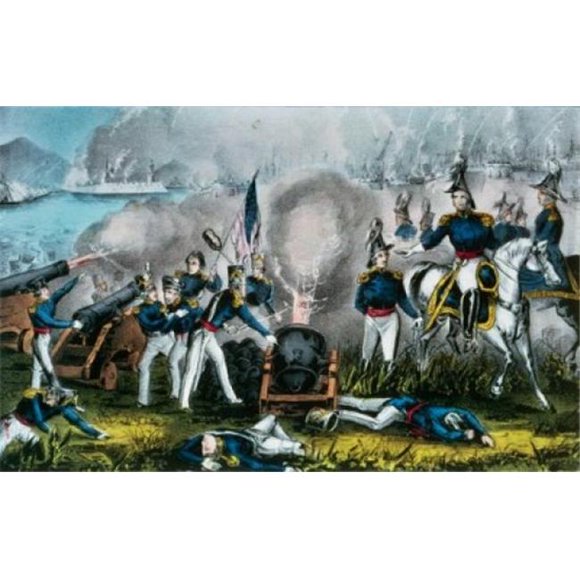 Posterazzi SAL9001309 Siege of Vera Cruz March 1847 Currier & Ives1834-1907 American Color Lithograph Library of Congress Washington Poster Print - 18 x 24 in.