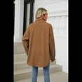 thumbnail image 7 of Corduroy Button Down Shirts for Women Dressy Casual Long Sleeve Loose Fit Shacket with Pocket Caramel Color S, 7 of 7