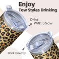thumbnail image 4 of 20oz Insulated Stainless Steel Travel Cup With Handle Geometric Design Leak Proof Double Wall Tumbler With Straw, 4 of 5