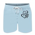 thumbnail image 3 of lcziwo Mens Lightweight Sports Shorts Summer Casual Drawstring Elastic Waist Beach Shorts Fashion Heart Print 4 Inch Shorts with Pockets Lightning Sales of Today Light Blue S, 3 of 5