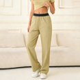 thumbnail image 5 of WERYOUNG Women's Casual Pants Solid Color Elastic Waist Athletic Trousers Outing Wear Loose Fit Straight Leg Pant With Pockets Party Night Stylish Comfortable Slacks, 5 of 9