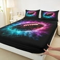 thumbnail image 3 of Manfei Boys Football Game Bed Sheets,Rugby Lovers King Sheets,Cyan Black Brown Sheet Set For Boys Kids,Microfiber Bedroom Decor,4-Piece, 3 of 7