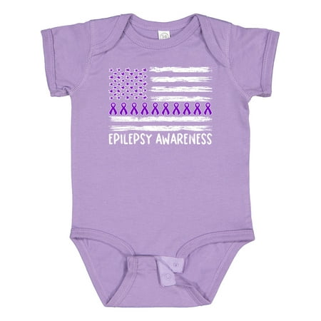 

Inktastic Epilepsy Awareness Purple Ribbons and Flag Boys or Girls Baby Bodysuit
