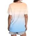 thumbnail image 4 of fatyb Tops Summer for Women V Neck Short Sleeve Pleated Shirts Print Casual Womens Gradient Blouses, 4 of 4