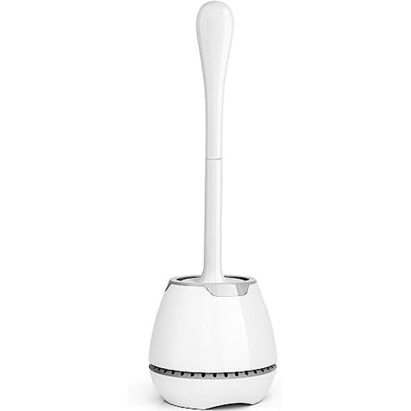 Toilet Brush and Holder, Toilet Bowl Brush with Ventilated Holder and Ergonomic Long Handle, Durable Bristles Toilet Scrubber Set for Bathroom Cleaning