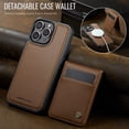 thumbnail image 4 of ELEHOLD Luxury PU Leather Magnetic Case For iPhone 14 Detachable Back Wallet Stand Function Card Case, Mag Safe Compatible, RFID Blocking Technology Shockproof Cover - Brown, 4 of 11