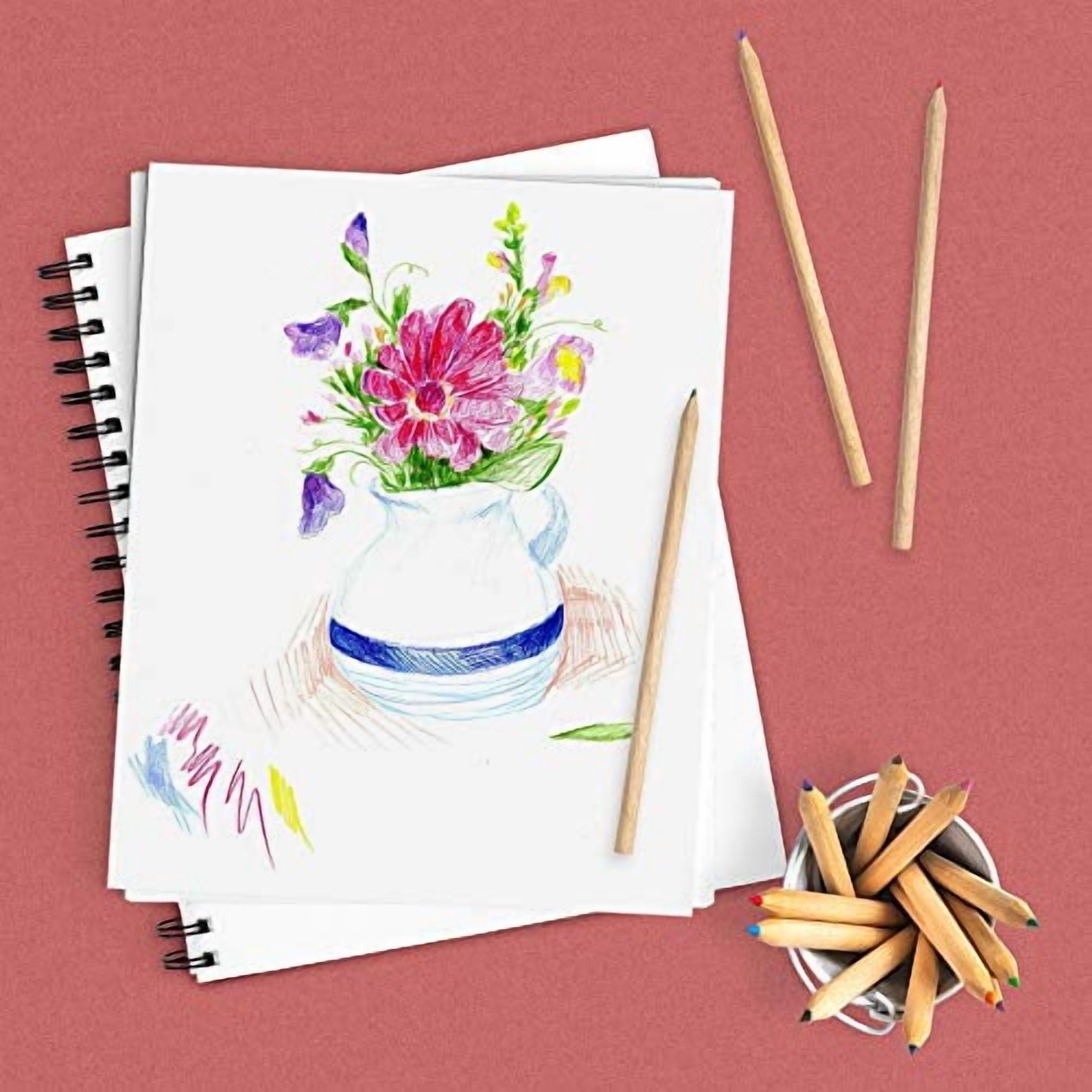 Sketchbook 2 Pack, Hardcover Spiral Bound Sketch Pad, 80 Sheets, 74 lb White Acid Free Drawing Paper with Perforated 8.5 in by 11 in Pages, for Professional Artists and Students, Side Bound, Grey