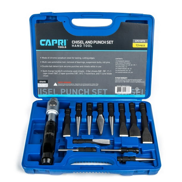 Capri Tools 21073 Chisel and Punch Set with Removable Handle, Black, 13