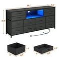 thumbnail image 3 of TV Stand Dresser for Bedroom with LED Light, Power Outlets,12 Drawers, Console Table for 32/45/55/65 inch TVs,55 inch Entertainment Center,Black PU, 3 of 8