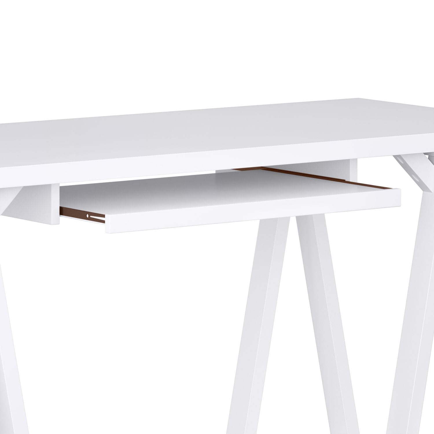 Sawhorse Desk with Keyboard Tray, Solid Wood Home Office Desk, 60 in Wide Writing Table for Study, Gaming, and Bedroom