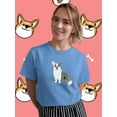 thumbnail image 2 of Monochrome Corgi Watercolor T-Shirt Women -Image by Shutterstock, Female 3X-Large, 2 of 4