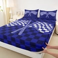 thumbnail image 3 of Homewish Racing Flag Bed Sheets,Teens Extreme Sport King Sheets,Classical Grid Sheet Set For Boys,Luxury Bedroom Decor,4-Piece, 3 of 7