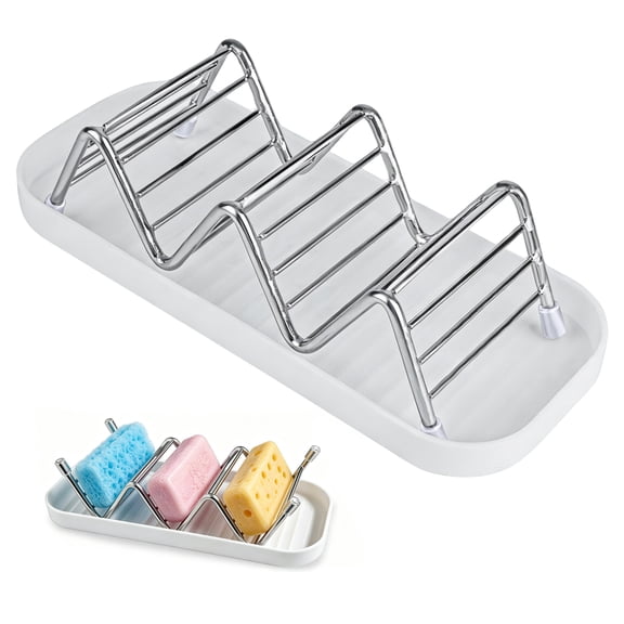 TSV Soap Dish Holder, Stainless Steel Shampoo Bar Holder with Removable Drip Tray, Self-Draining Quick-Dry Soap Holder for Shampoo Bars, Conditioner Bars & Soap