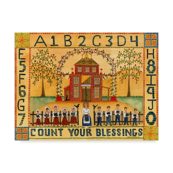 Trademark Fine Art 'Count Your Blessings School Sampler' Canvas Art by Cheryl Bartley