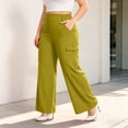 thumbnail image 5 of ClodeEU Women's Plus Size High Waisted Stretchy Wide Leg Pants,Casual Trousers with Pockets Green,Women's Plus XXXXL, 5 of 9