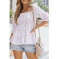 thumbnail image 4 of ABPHQTO Top peplum de leopardo floral fruncido con cuello cuadrado para mujer, 4 of 5