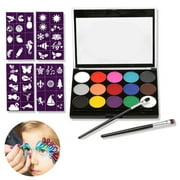 Body Children's Make-Up Colours, 15 Colours Make-Up Palette 2 pens   4 templates Children's Face Paint Set for Children Parties and Carnival Face Painting