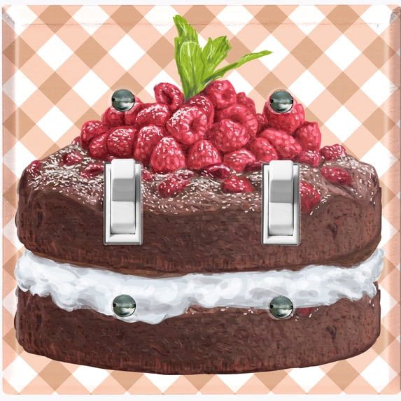 Metal Light Switch Wall Plate Outlet Cover (Layered Chocolate Raspberry Vanilla Custard - Double Toggle)