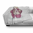 thumbnail image 2 of Ballet Soft Flannel Fleece Throw Blanket, Close up Hand Drawn Ballerina Shoes on Feet, Cozy Plush for Indoor and Outdoor Use, 50" x 70", White Pink Pale Peach, by Ambesonne, 2 of 5